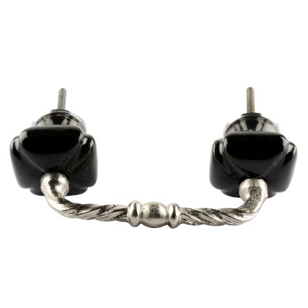 Solid Black Square Ceramic Cut Bridge Handle